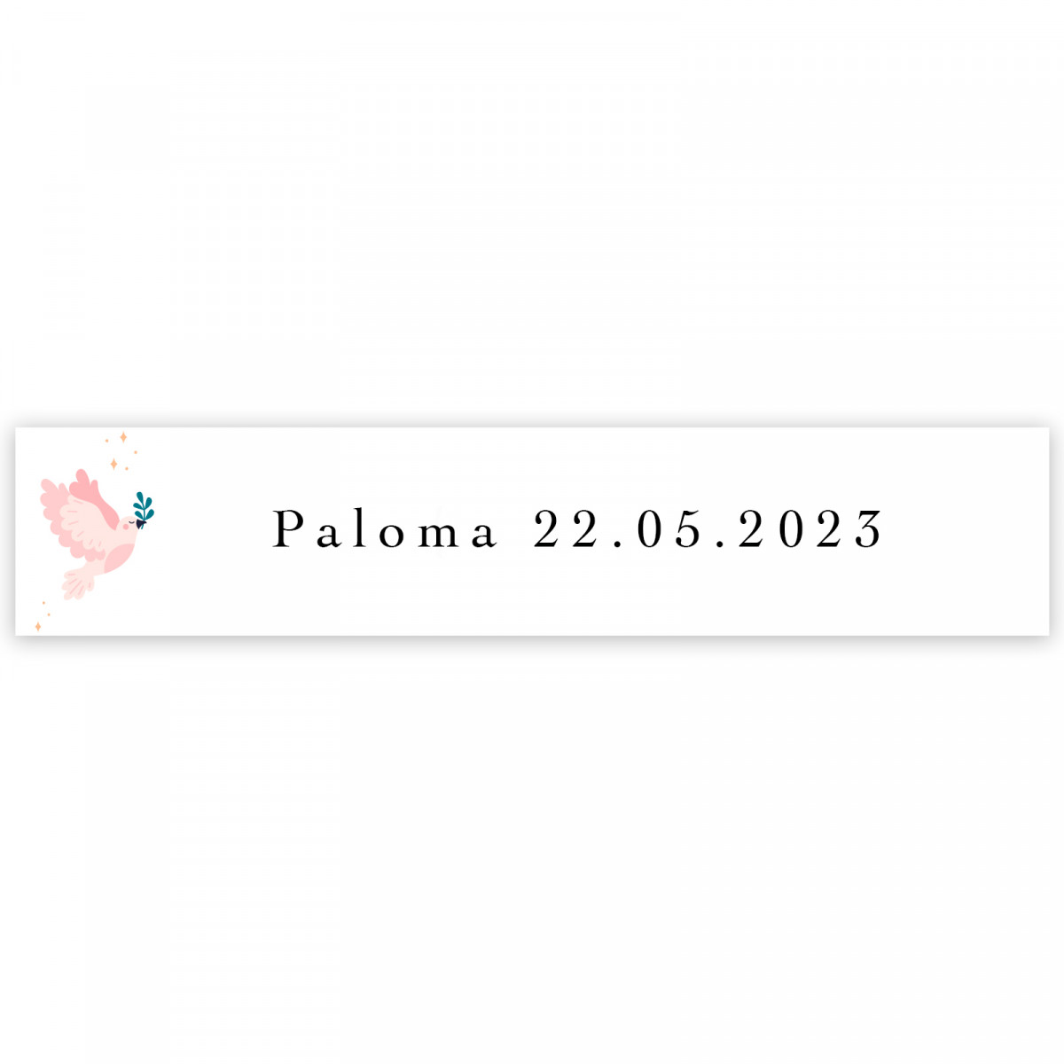 Autocollant colombe rose personnalisable 5x1cm