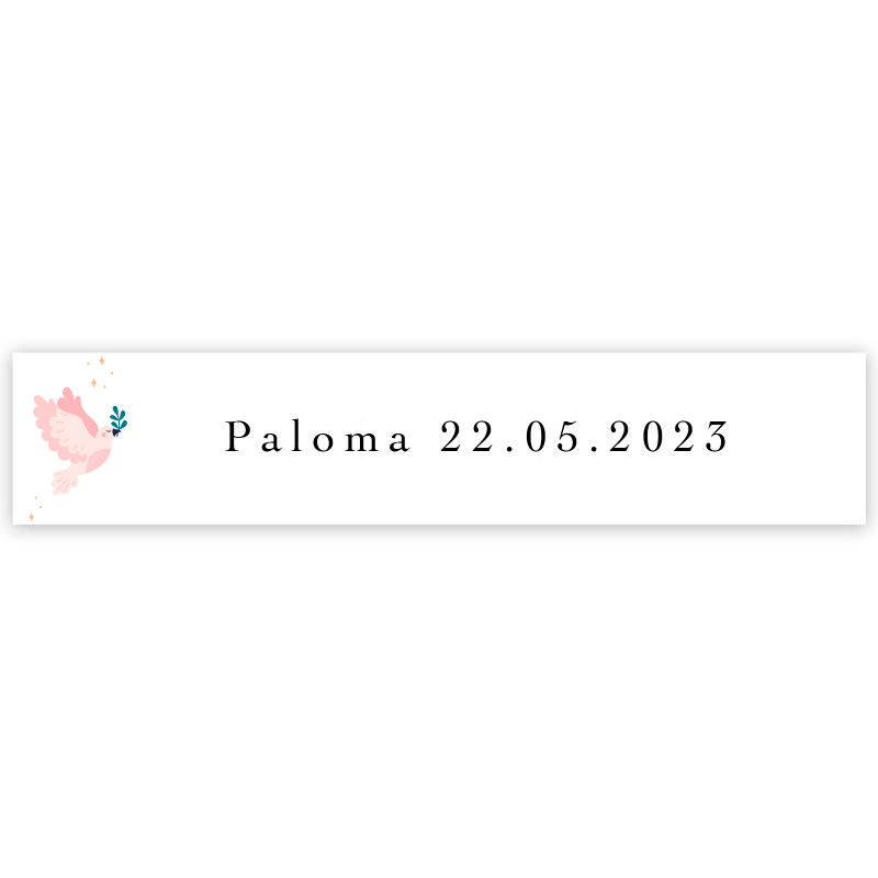 Autocollant colombe rose personnalisable 5x1cm