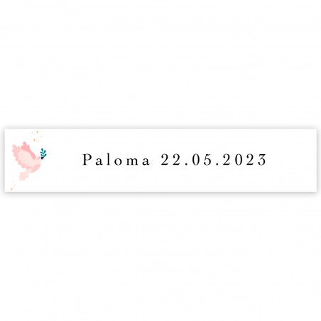 Autocollant colombe rose personnalisable 5x1cm
