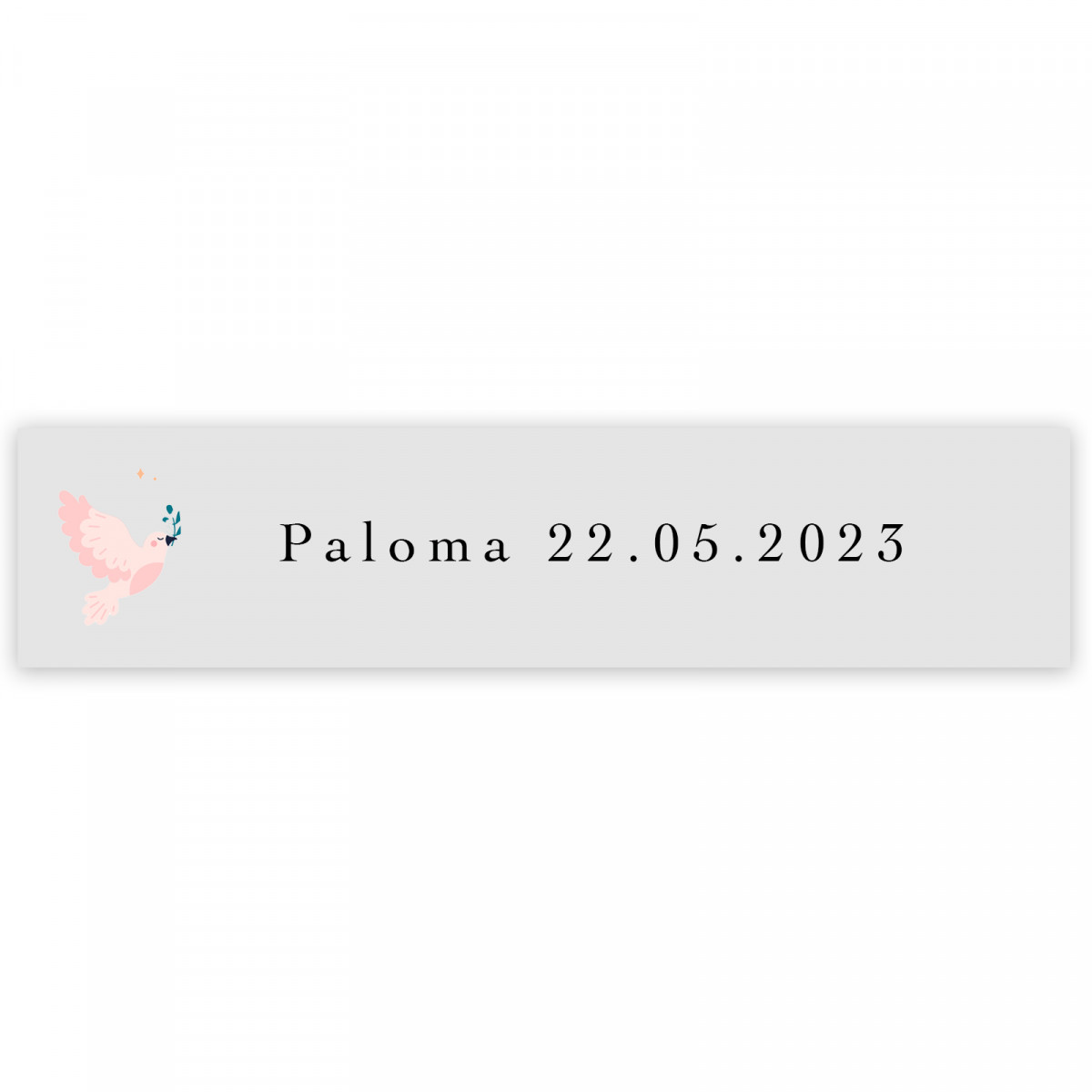 Sticker transparent 5x1cm personnalisable colombe rose