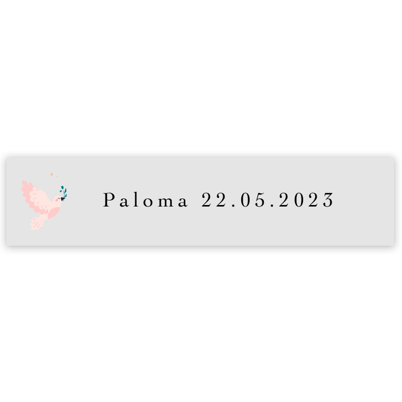 Sticker transparent 5x1cm personnalisable colombe rose