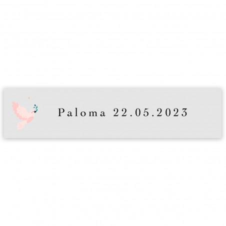 Sticker transparent 5x1cm personnalisable colombe rose