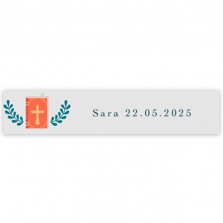 Adhésif transparent 5x1cm design bible pour première communion