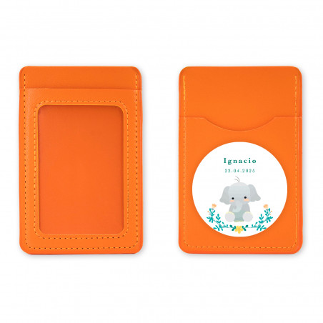 Porte-cartes avec autocollant éléphant pour details de baptême