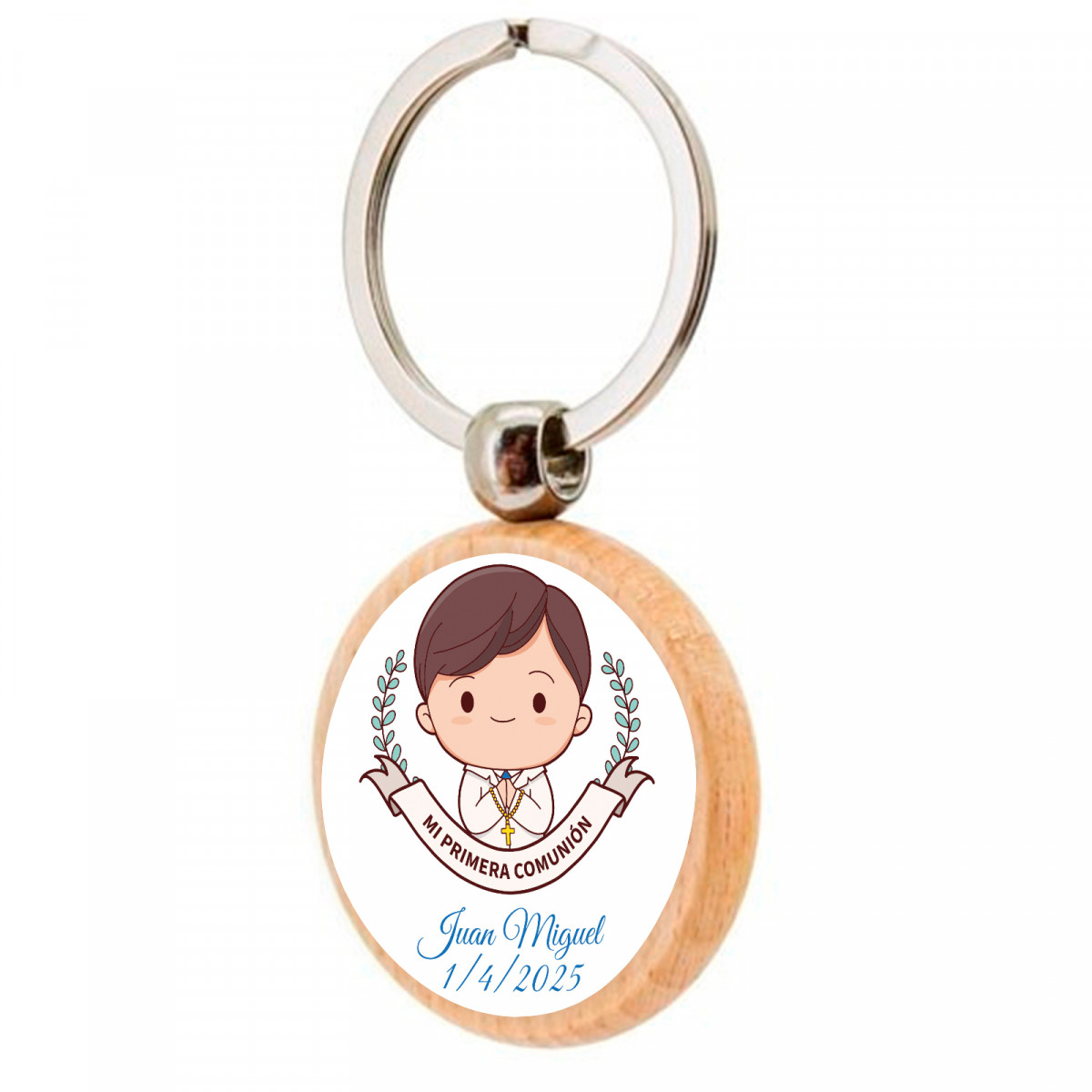 Porte-clés en bois première communion enfant personnalisable pour les cadeaux