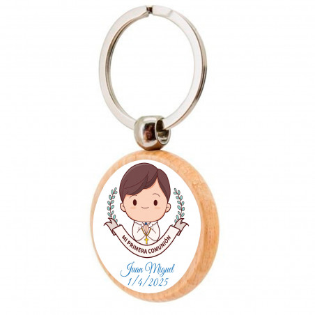 Porte-clés en bois première communion enfant personnalisable pour les cadeaux