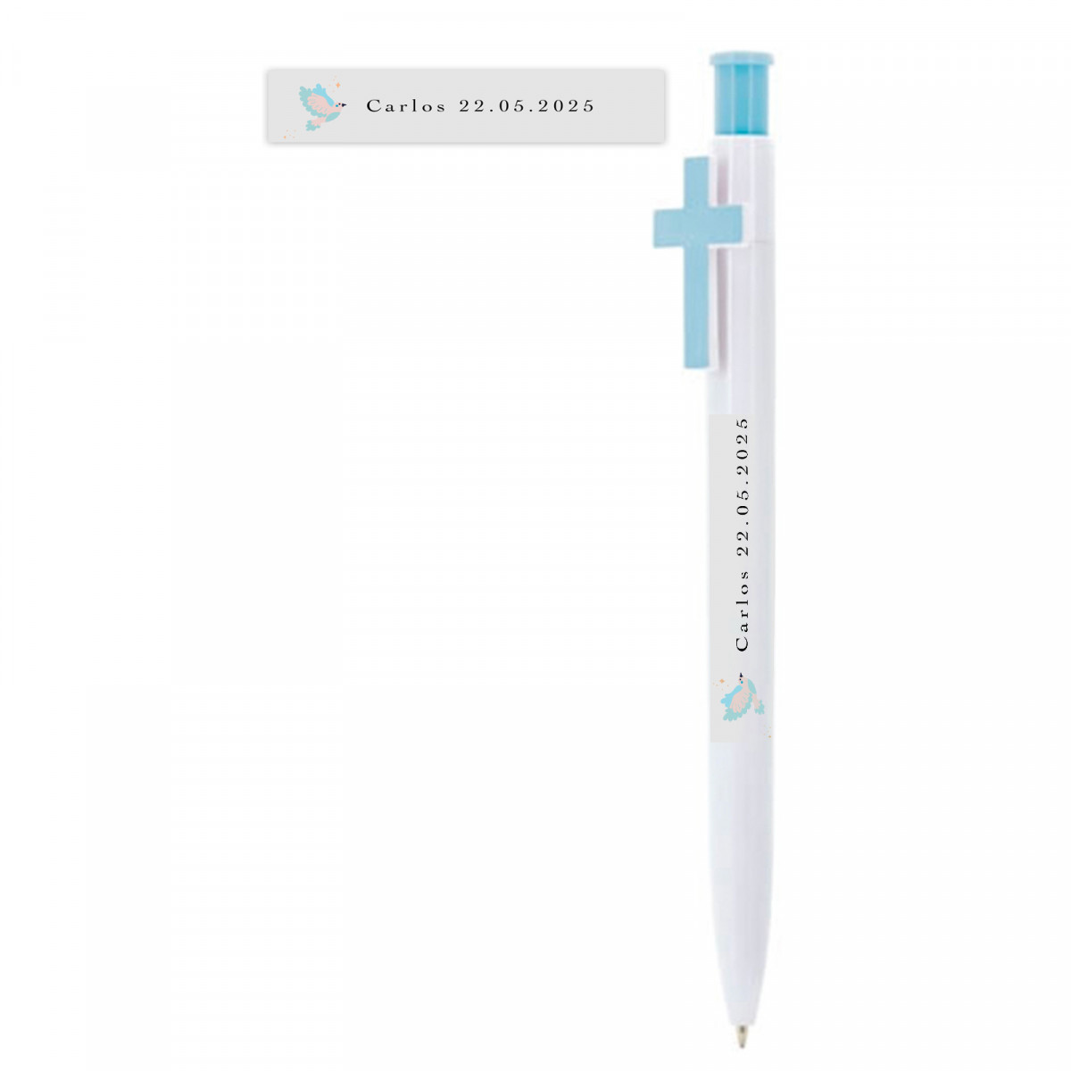 Stylo blanc avec croix céleste pour invités