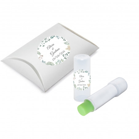 Baume à lèvres à l'aloe vera personnalisé avec boîte argentée à offrir