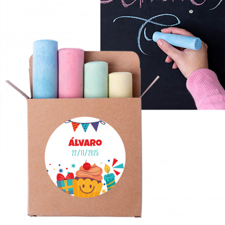Boîte personnalisée de maxi craies colorées pour les détails