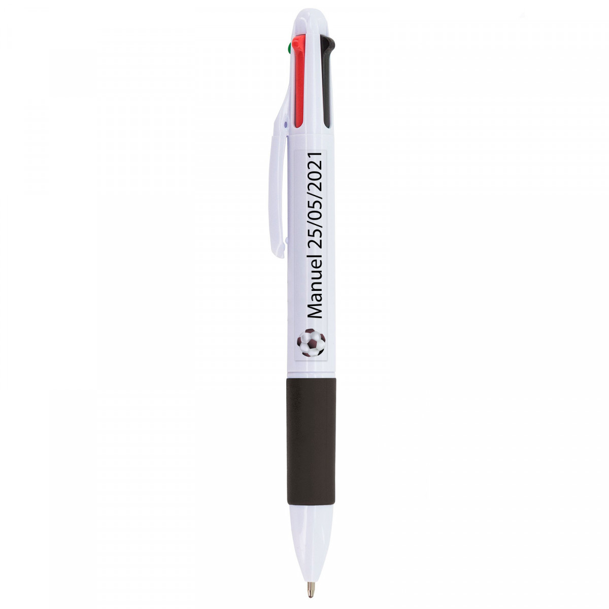 Stylo 4 couleurs avec autocollant de football transparent pour les détails