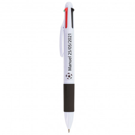 Stylo 4 couleurs avec autocollant de football transparent pour les détails