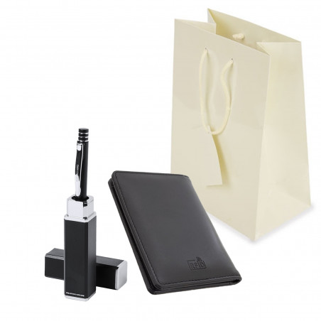 Porte-cartes pour homme et stylo avec sac cadeau