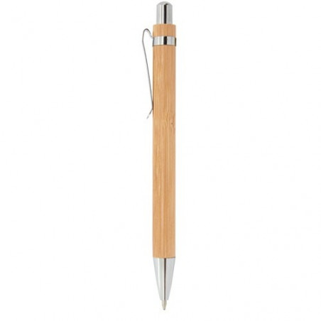 Stylo en bambou dans un étui personnalisé avec autocollant design de calice pour communion