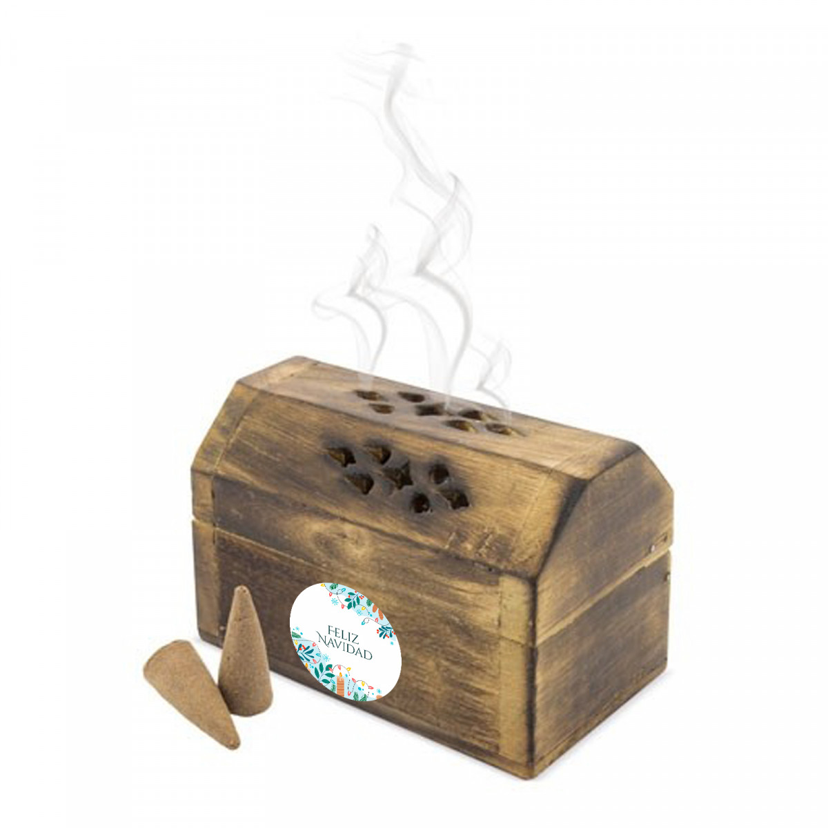 Coffre d'encens avec autocollant de Noël personnalisé