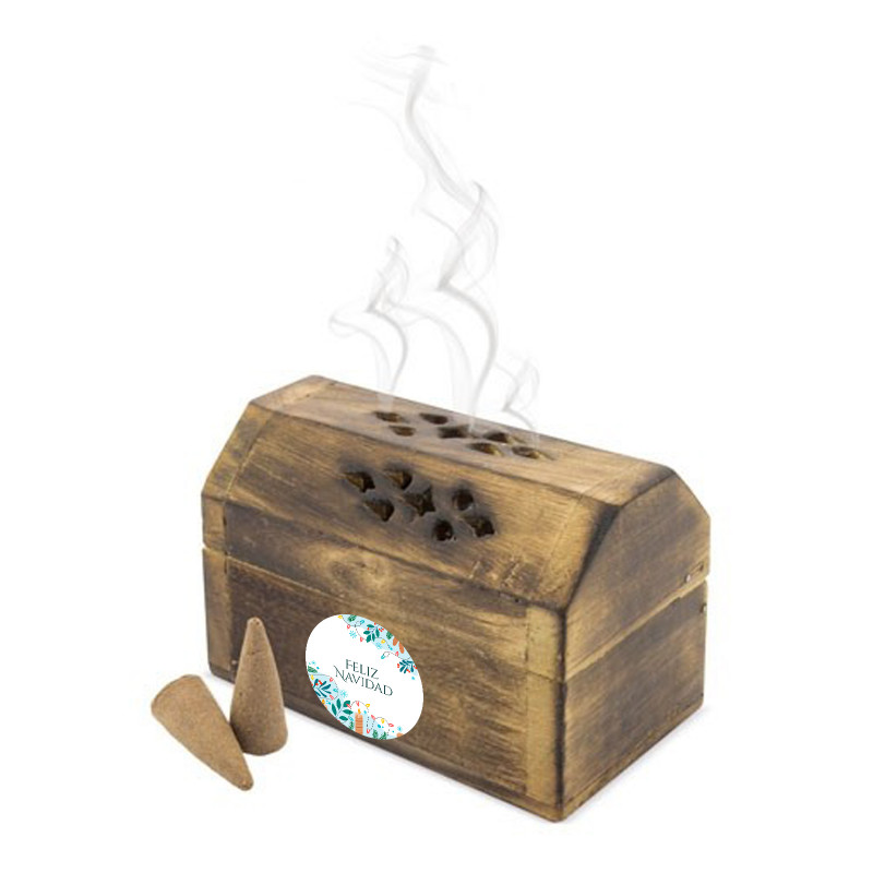 Coffre d'encens avec autocollant de Noël personnalisé