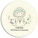 Carnet avec stylo et autocollant pour les détails de la première communion fille