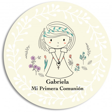 Carnet avec stylo et autocollant pour les détails de la première communion fille