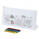 Étui de Noël à colorier avec des crayons et étiquette personnalisée à offrir