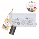 Étui de Noël à colorier avec des crayons et étiquette personnalisée à offrir