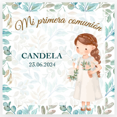 Carte de remerciement première communion dans un sachet avec bonbon au chocolat pour les détails