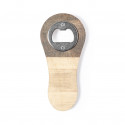 Ouvre-bouteille en bois avec étiquette adhésive et sachet pour mariage