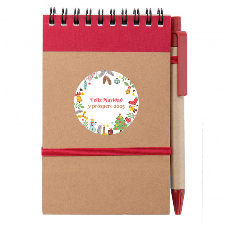 Bloc notes avec stylo et autocollant de noël pour plus de détails