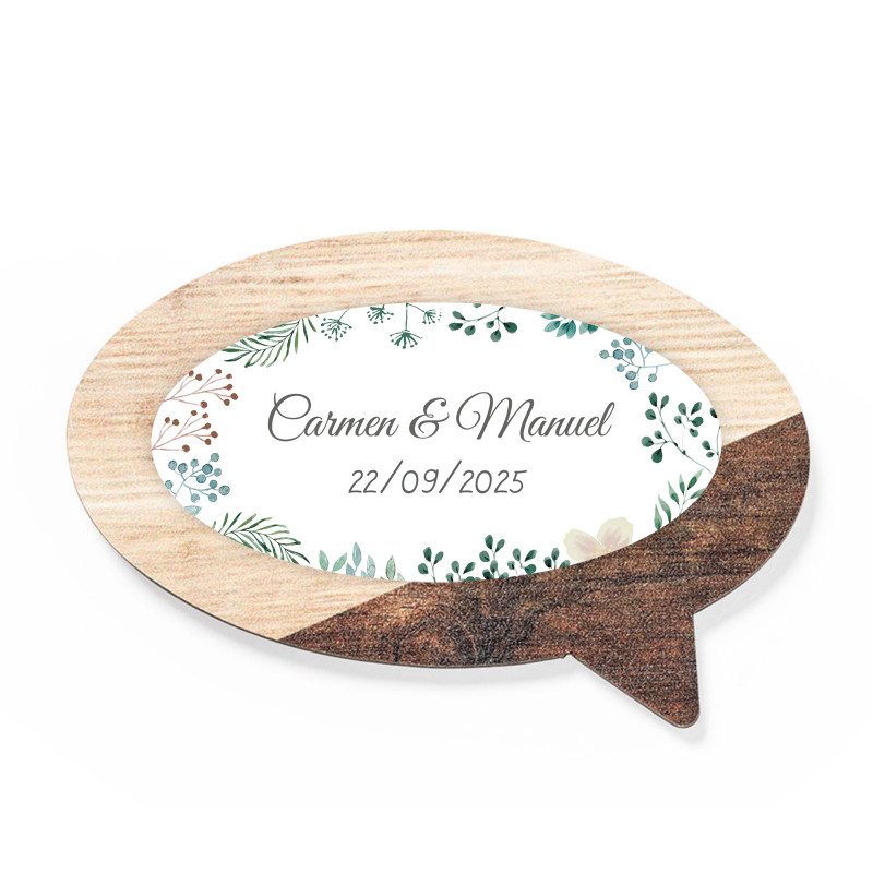 Aimant en bois avec adhésif herbal personnalisable pour les détails de mariage