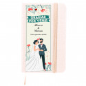 Cahier avec couverture rigide et autocollant de mariage personnalisable pour les détails