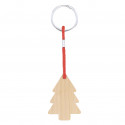Porte-clés en forme d'arbre de Noël en bois dans un sac avec un autocollant de Noël personnalisable pour des détails