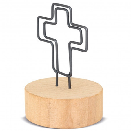 Clip en forme de croix avec boîte en acétate et adhésif de communion personnalisé