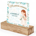 Support en bois avec carte personnalisée pour la décoration de table de première communion