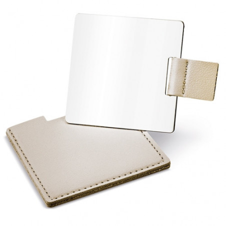 Miroir dans un étui doré avec autocollant design mariés pour des détails de mariage