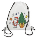 Sac à dos de Noël pour enfants à colorier avec des crayons et des gommes à effacer avec un autocollant de Noël pour les détails