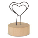 Porte-cartes en forme de cœur avec base en bois et carte personnalisable pour les détails de baptême