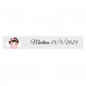 Autocollant ange fille 5x1 personnalisable fond transparent pour baptême