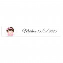 Autocollant rectangulaire 5x1 personnalisable fond blanc ange fille pour baptême