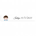 Adhésif rectangulaire 5x1 personnalisable fond blanc ange enfant pour baptême
