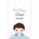 Adhésif ange enfant 3x5 rectangle personnalisable pour baptême