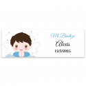 Adhésif rectangulaire personnalisable 6x2 enfant ange pour baptême
