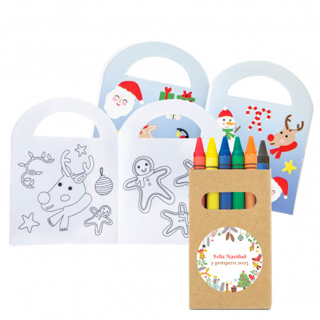 Livre de coloriage avec autocollants de noël et crayons de couleur avec adhésif personnalisable pour plus de détails