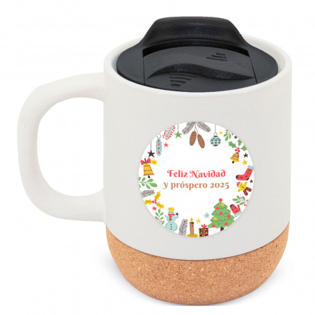 Mug thermos en céramique avec autocollant de noël personnalisé pour plus de détails