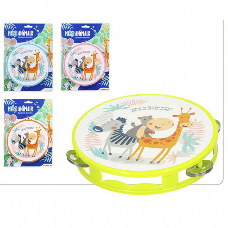 Tambourin enfant dans un sac personnalisé avec un autocollant de Noël à offrir