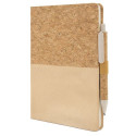 Cahier en liège couleur crème personnalisé avec autocollant de mariage et sac cadeau