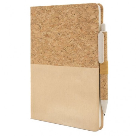 Cahier en liège couleur crème personnalisé avec autocollant de mariage et sac cadeau