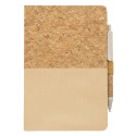 Cahier en liège couleur crème personnalisé avec autocollant de mariage et sac cadeau