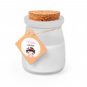 Bougie aromatique avec couvercle en liège et étiquette personnalisée pour les souvenirs de baptême fille