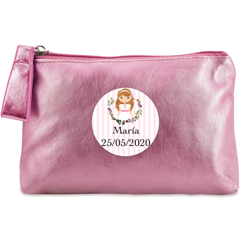 Nécessaire rose avec autocollant pour détails première communion fille