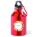 Bouteille rouge avec autocollant super-héros pour les détails