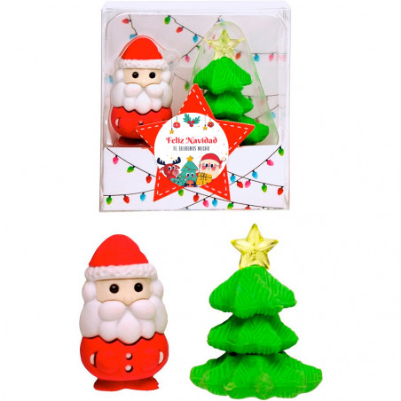 Gommes de noël dans une boîte avec autocollant de noël personnalisable pour plus de détails