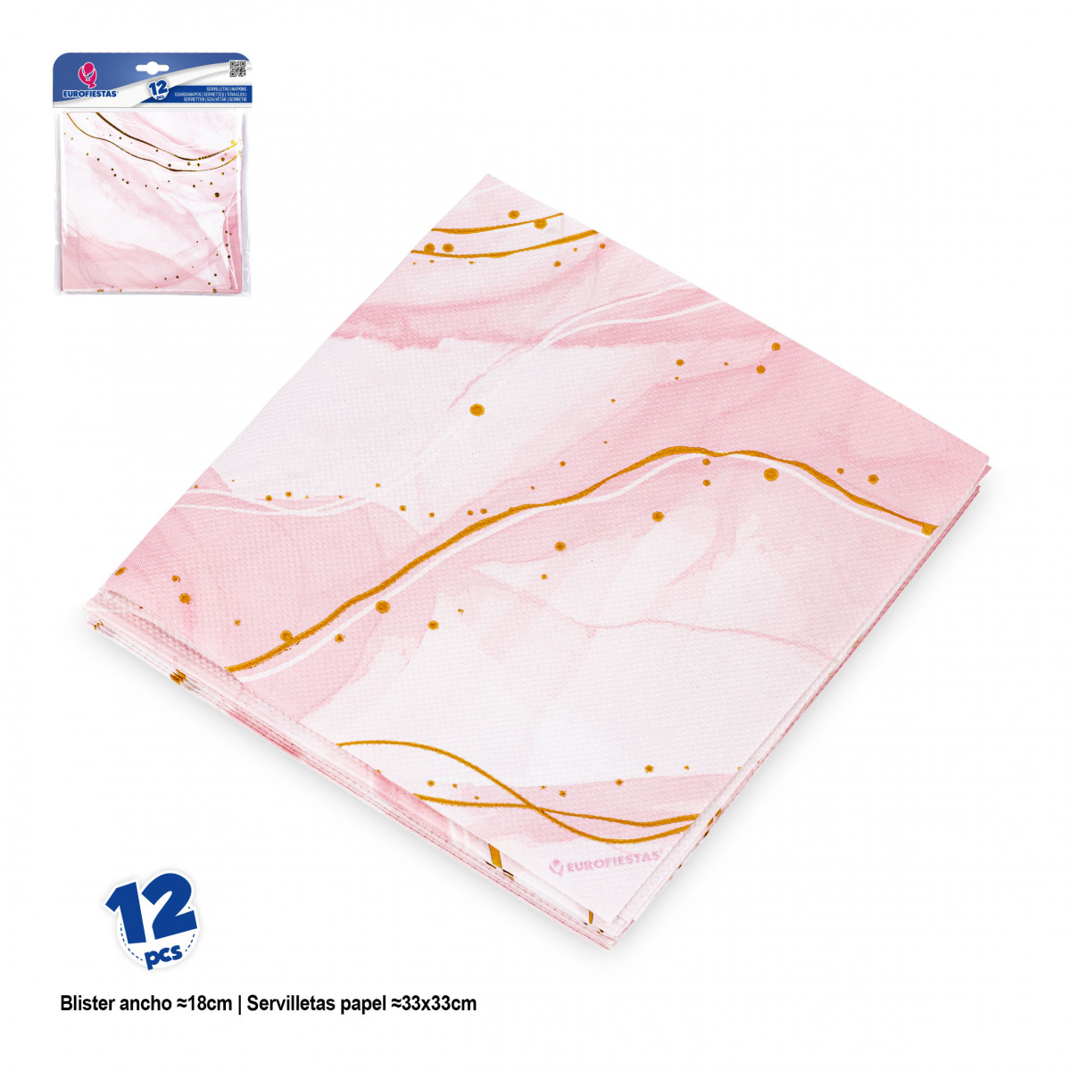 Serviettes design marbre rose avec veines dorées et blanches pour événements